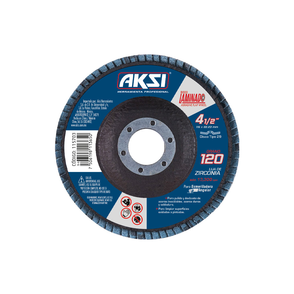Disco laminado de 4 1/2" tipo 29 grano 120