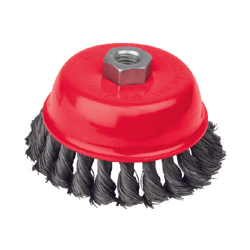 Carda de copa de 5", alambre trenzado grueso - entrada 14mm
