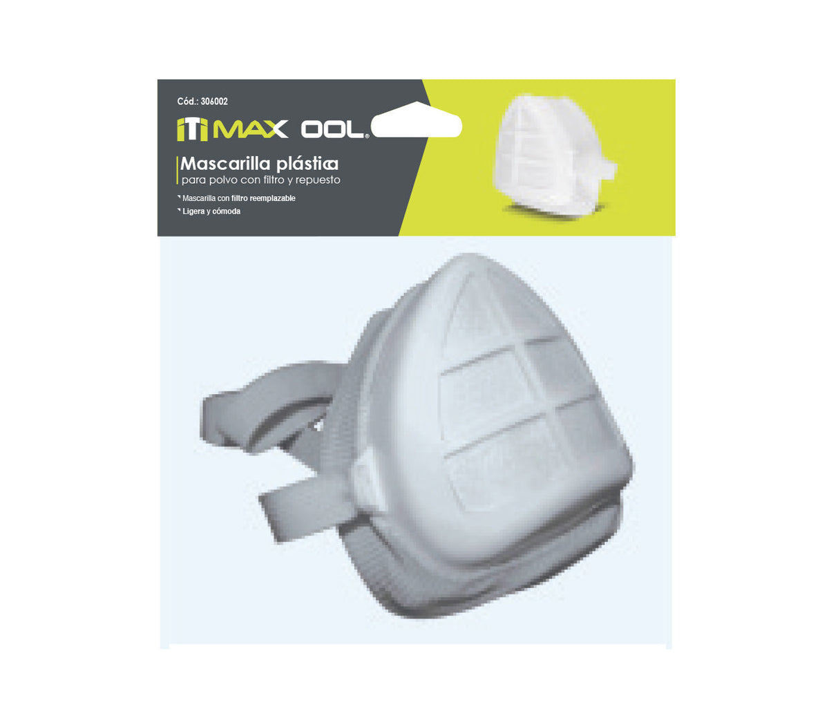 Mascarilla Plástica con Filtro y Repuesto