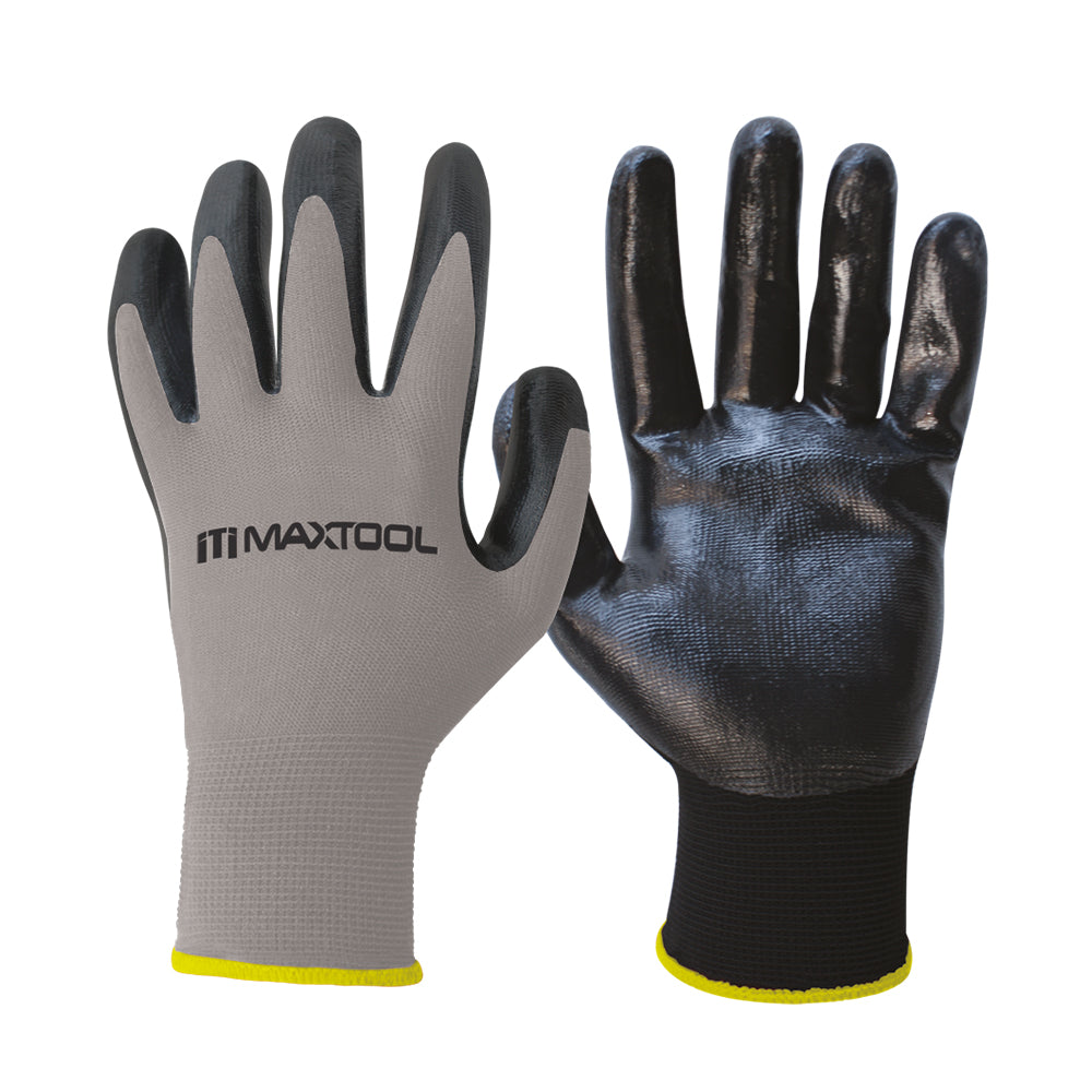 Guante de POLIESTER recubierto con nitrilo talla chica Maxtool
