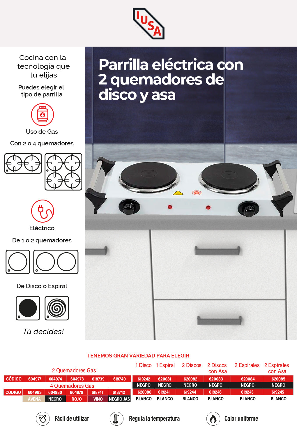 PARRILLA ELECTRICA 2Q DISCO ASA 2000W IUSA