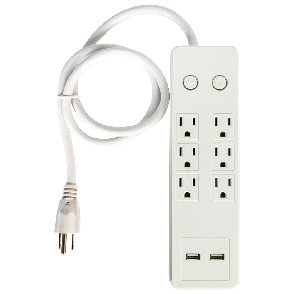 Multicontacto IUSA de 6 entradas con supresor de picos y 2 usb