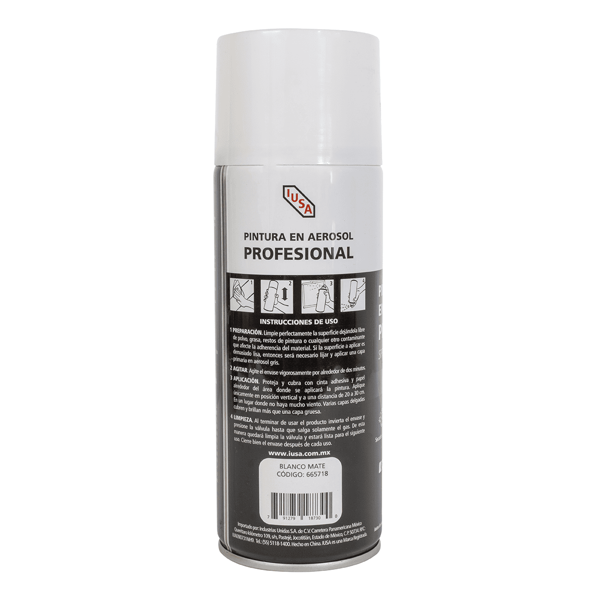 Pintura en aerosol profesional mate, blanco, IUSA