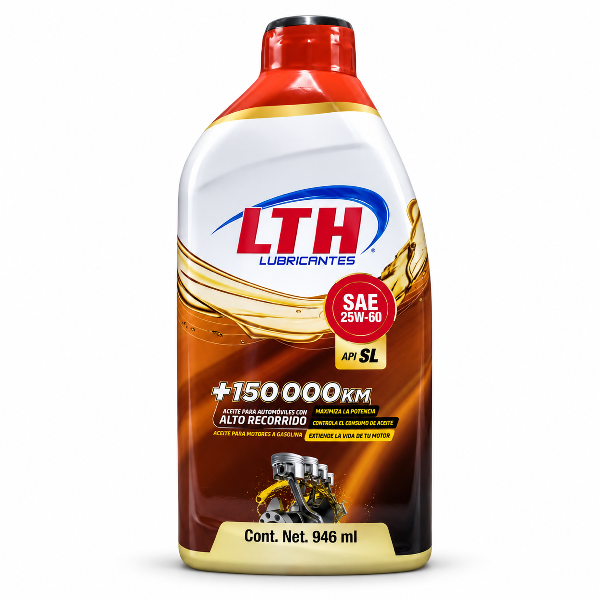Aceite LTH 150,000 km SAE 25W-60 API SL, 946 ml