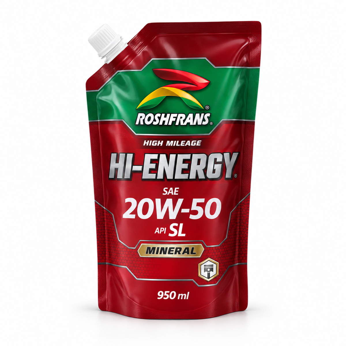 Aceite Roshfrans Hi-Energy SAE 20W-50 Roshpack, 950 ml