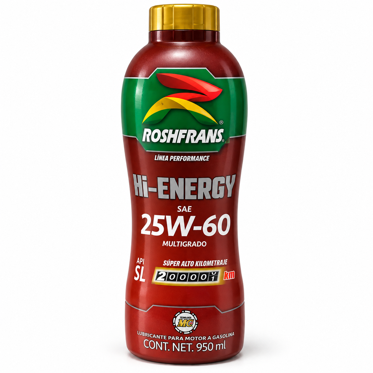 Aceite Roshfrans Hi-Energy SAE 25W-60 en botella, 950 ml