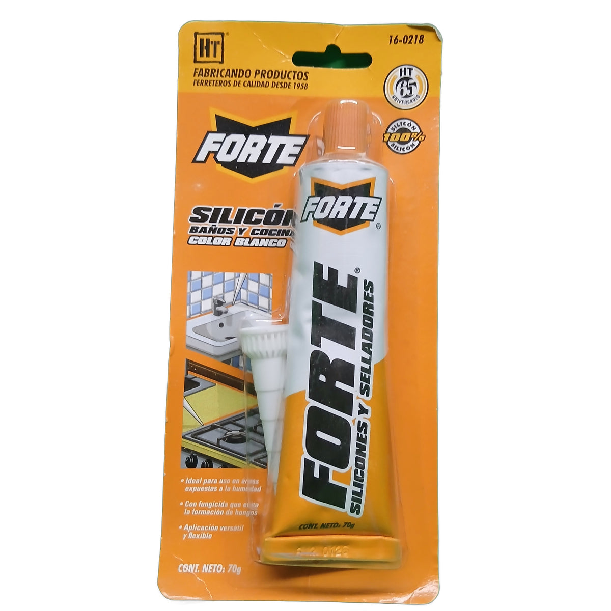 Silicón para baños y cocinas Forte Hecort — Blanco / 70 g
