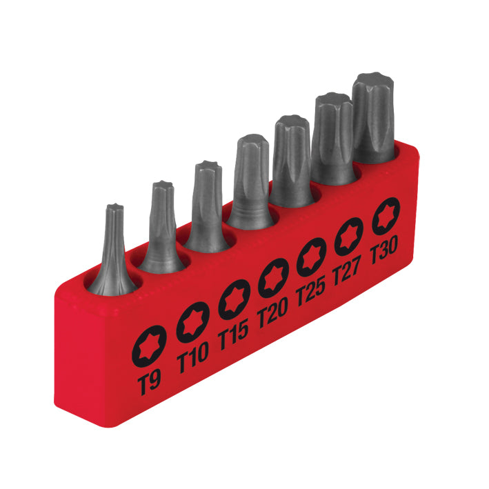 Juego de 7 puntas TORX (T9, T10, T15, T20, T25, T27, T30) 25 mm (1") AKSI
