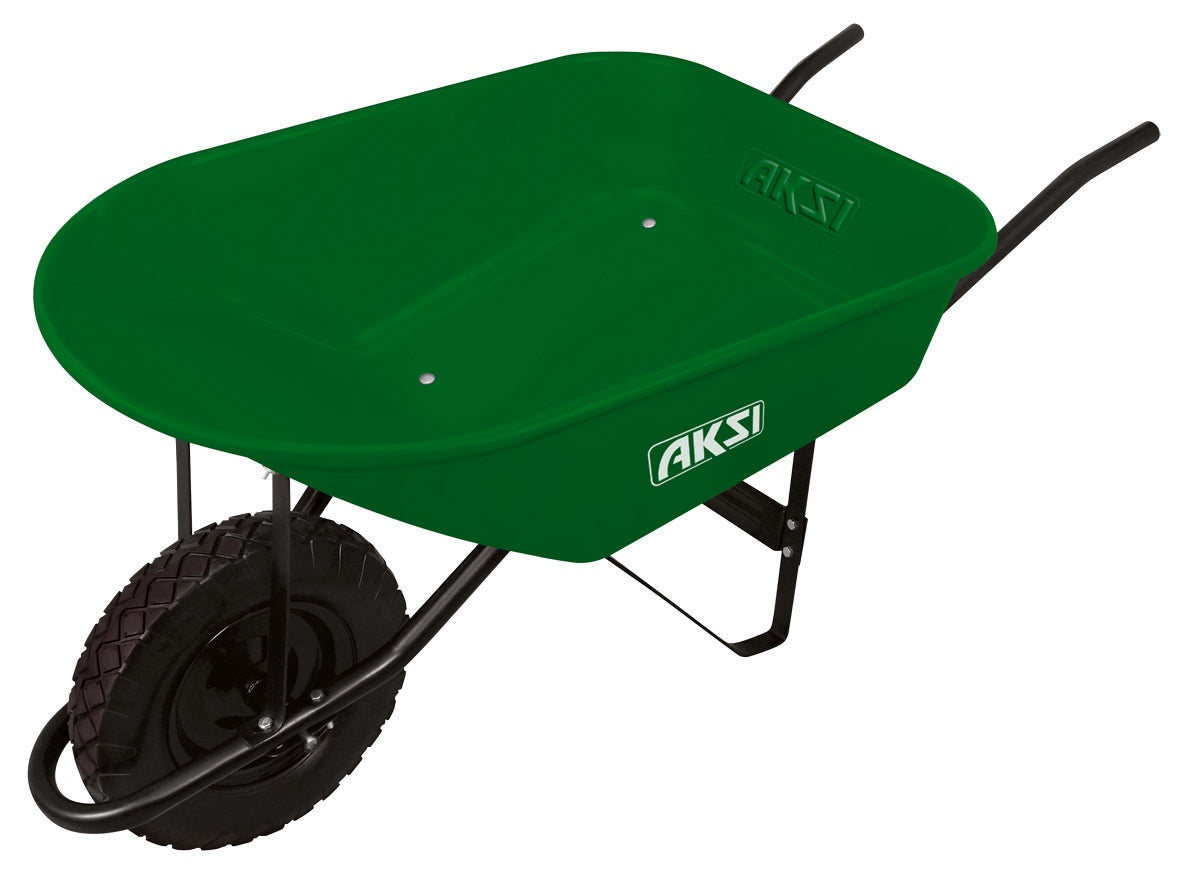 Carretilla de 6.0 ft3 (verde) (100 lts) bastidor metalico AKSI