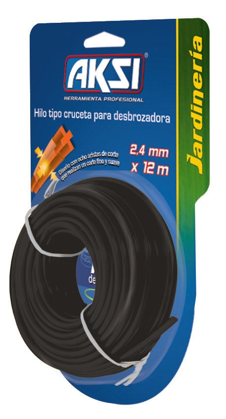 Hilo para desbrozadora tipo cruceta de 3.7 mm x 12 m AKSI