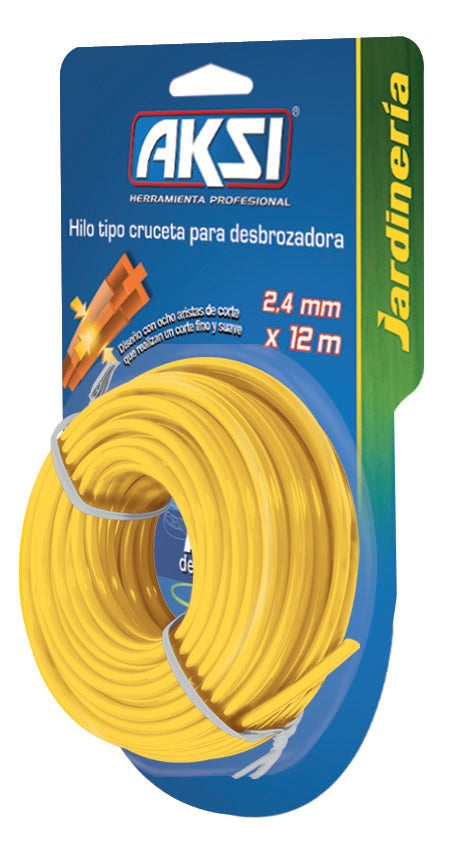 Hilo para desbrozadora tipo cruceta de 3.3 mm x 12 m AKSI