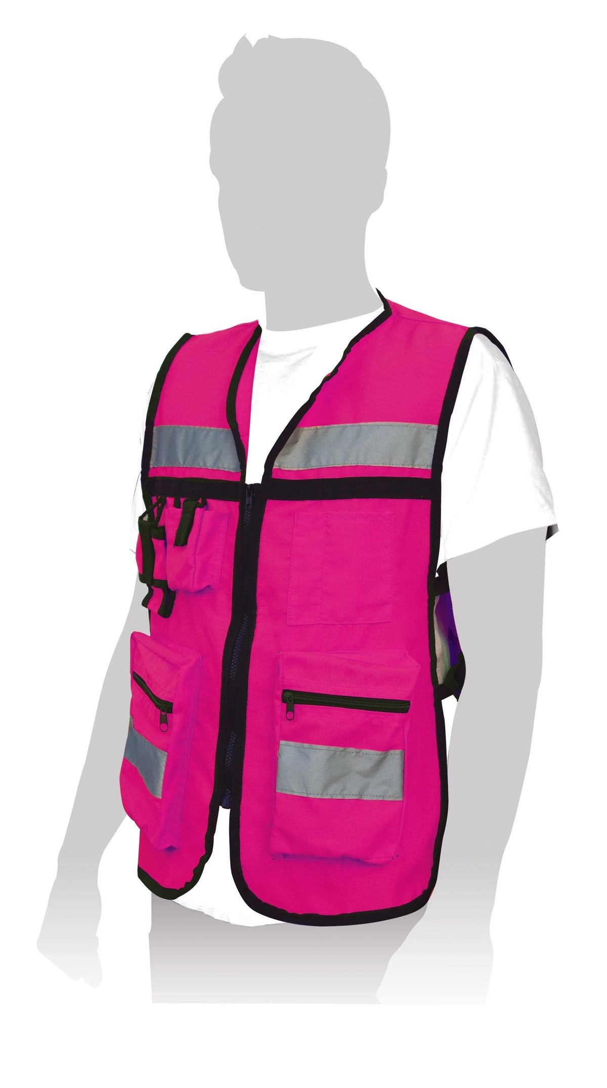 Chaleco brigadista con cinta reflejante - Rosa AKSI