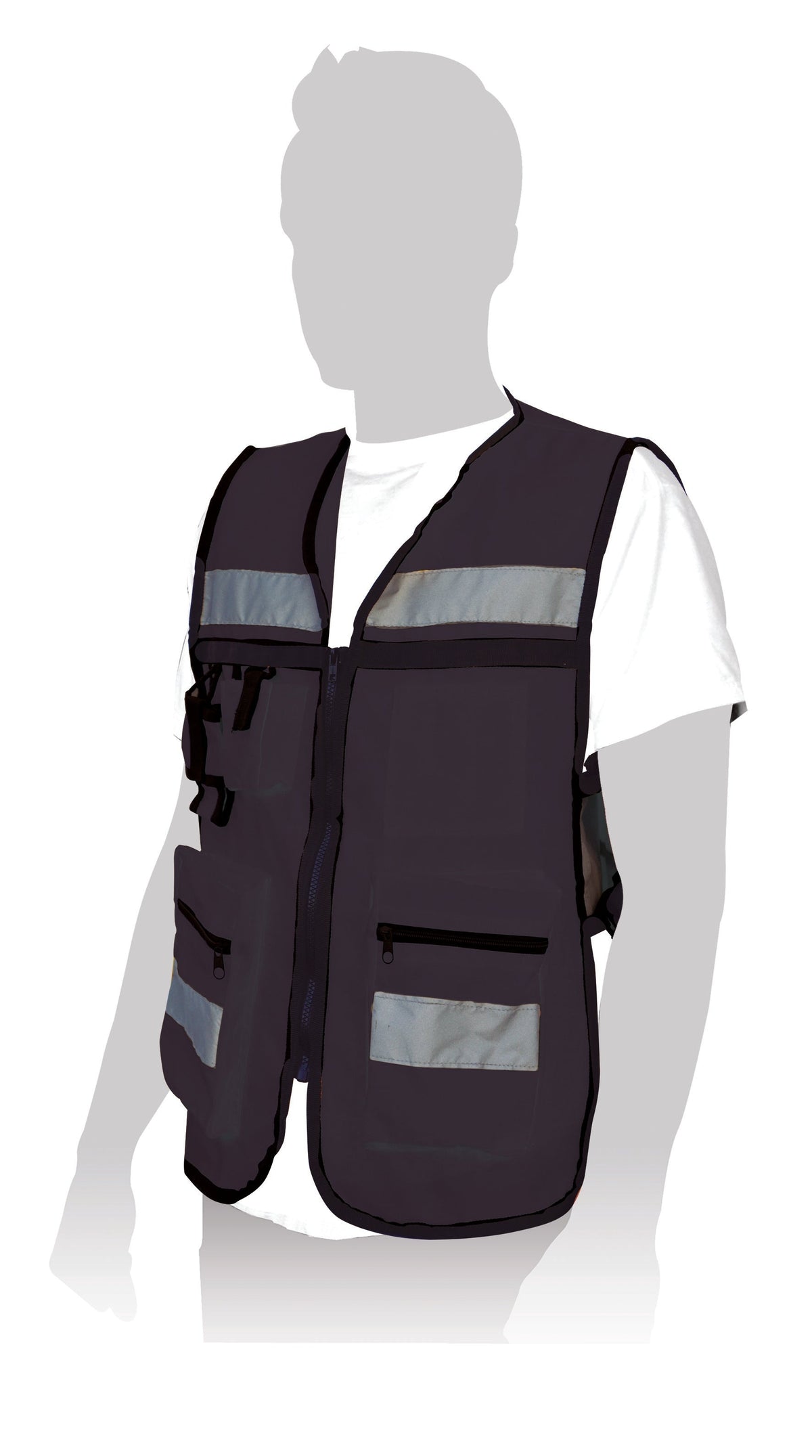 Chaleco brigadista con cinta reflejante - Gris AKSI