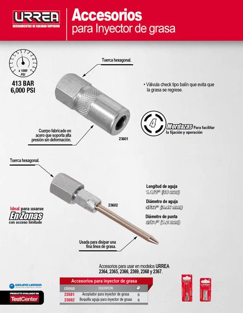 Acoplador para inyector de grasa 6,000 PSI Urrea - FERRETERÍA WITZI