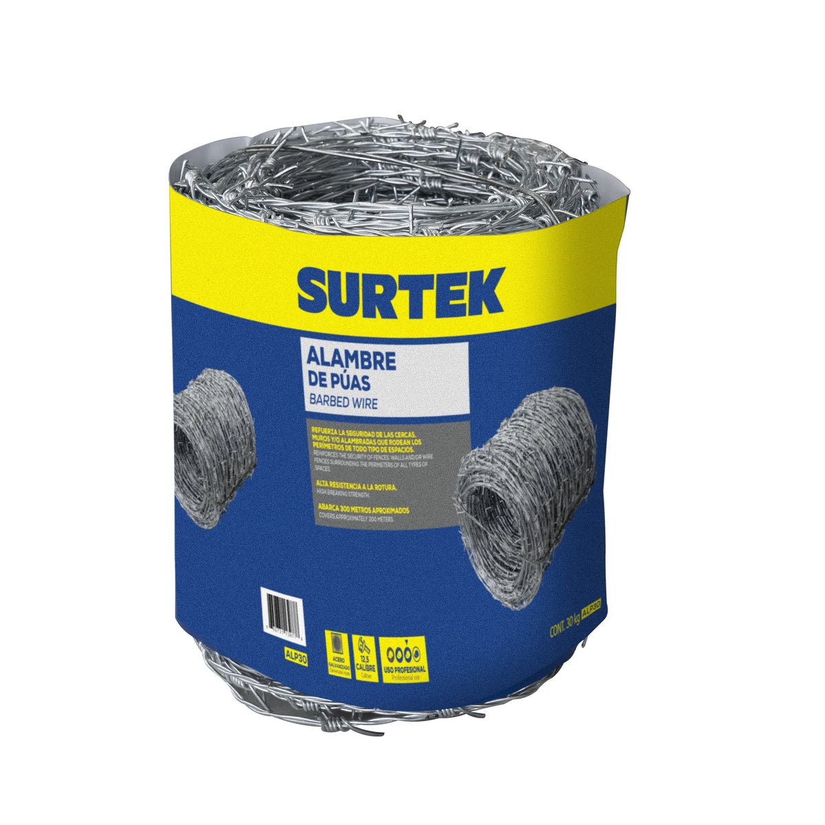 Alambre de púas calibre 12.5, 300 m, 30 kg Surtek - FERRETERÍA WITZI