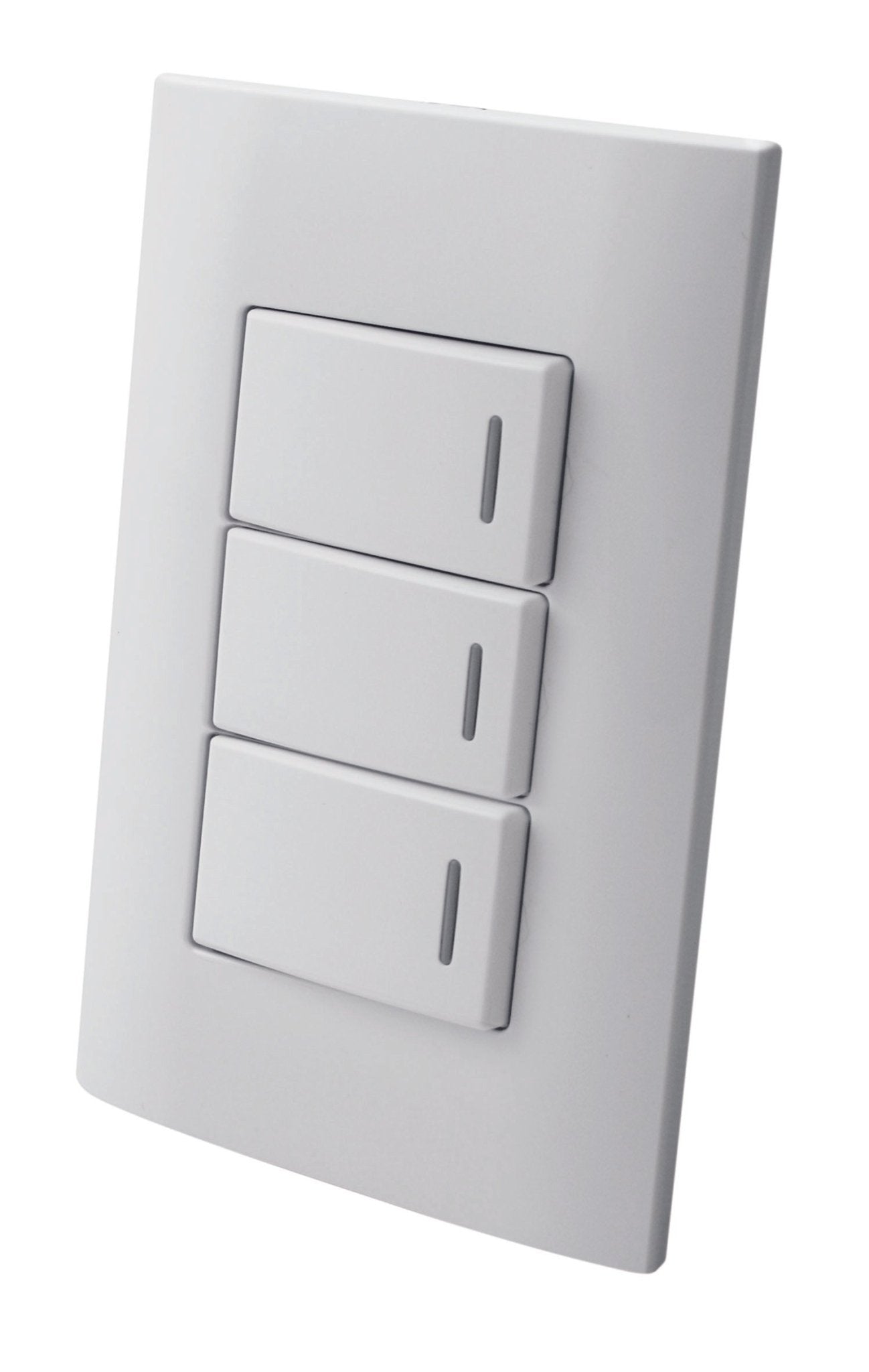 Apagador triple sencillo de tecla con placa plástica Linea ALTIMUS Aksi - FERRETERÍA WITZI