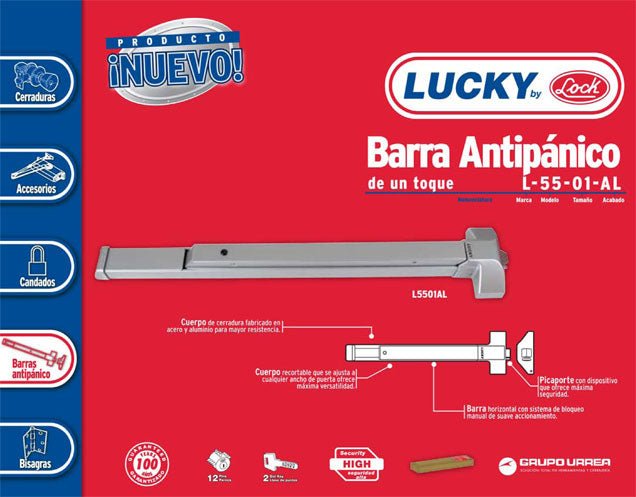 Barra antipánico de toque 1 punto Prolok - FERRETERÍA WITZI