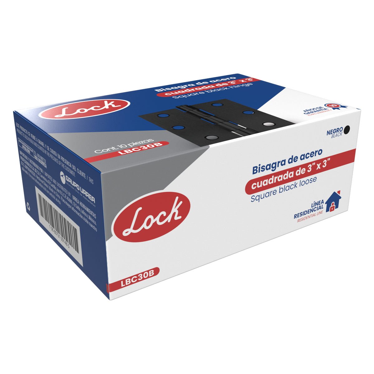 Bisagra cuadrada perno suelto de acero negro 3" x 3" Lock - FERRETERÍA WITZI