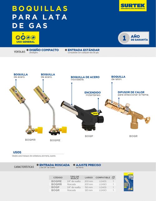 Boquilla para lata de gas encendedor eléctrico Surtek - FERRETERÍA WITZI