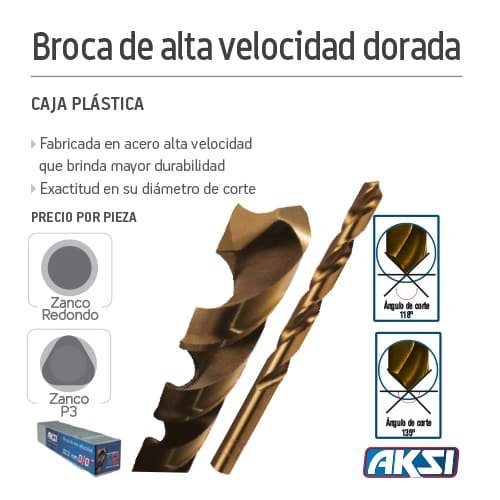 Broca de alta velocidad de dorada caja Aksi - FERRETERÍA WITZI