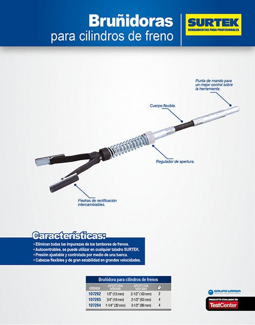 Bruñidora para frenos de tambor de 1-1/4" a 3-1/2" Surtek - FERRETERÍA WITZI