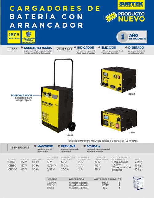 Cargador de bateria 50 A Surtek - FERRETERÍA WITZI