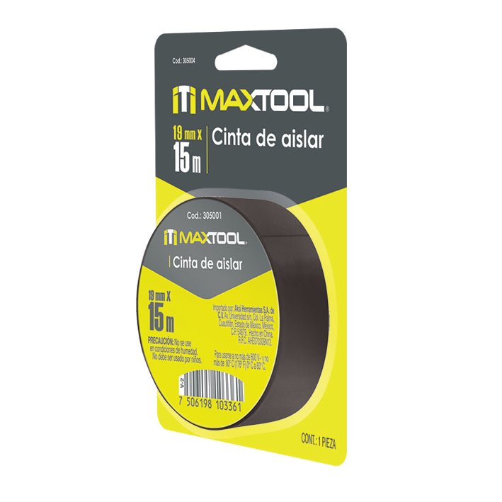 Cinta de aislar 13mm x 15 mt en blister Maxtool - FERRETERÍA WITZI