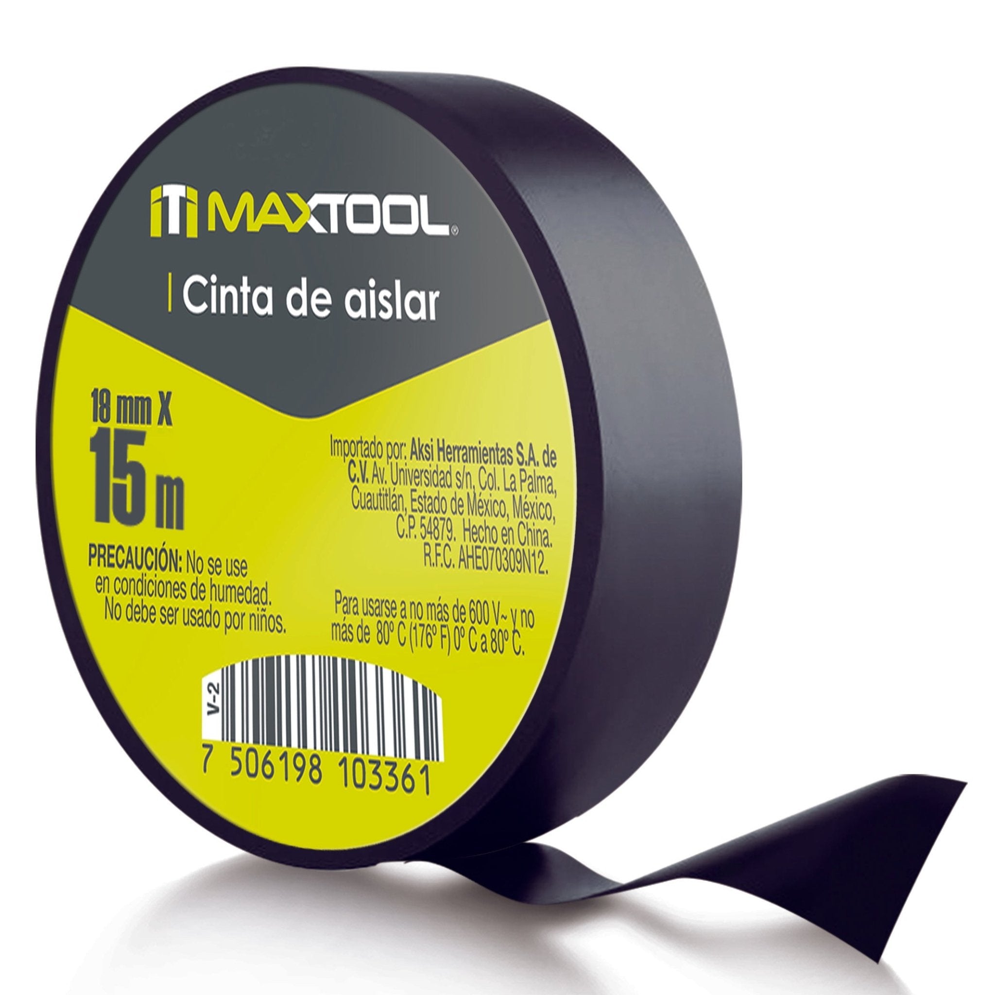 Cinta de aislar, color negro 13mm mt Maxtool - FERRETERÍA WITZI