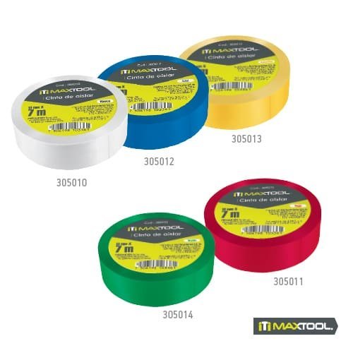 Cinta de aislar colores 19mmx7m Maxtool - FERRETERÍA WITZI