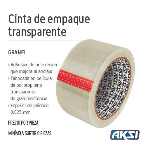 Cinta de empaque transparente Aksi - FERRETERÍA WITZI