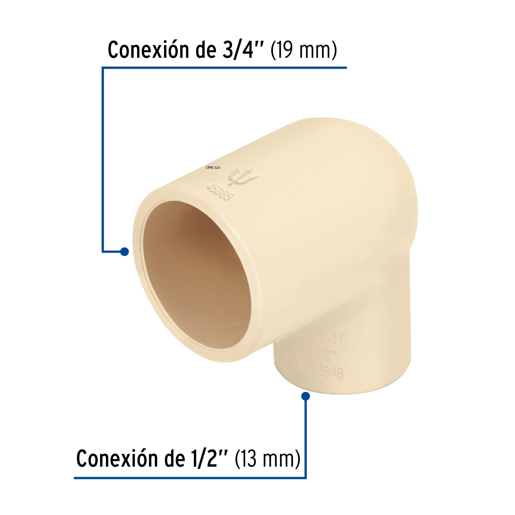 Codo reducción 90° de CPVC de 3/4" x 1/2" - FERRETERÍA WITZI