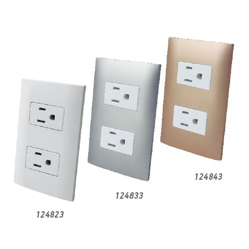 Contacto doble aterrizados con placa plástica Linea ALTIMUS Aksi - FERRETERÍA WITZI