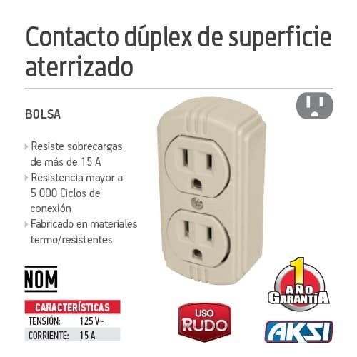 Contacto duplex aterrizado visible, Aksi - FERRETERÍA WITZI