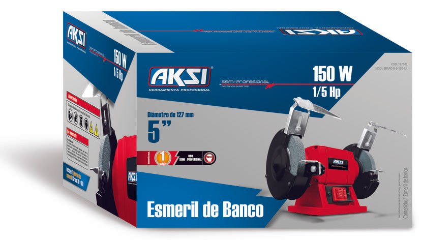 Esmeril de banco 150W de 5", Aksi - FERRETERÍA WITZI