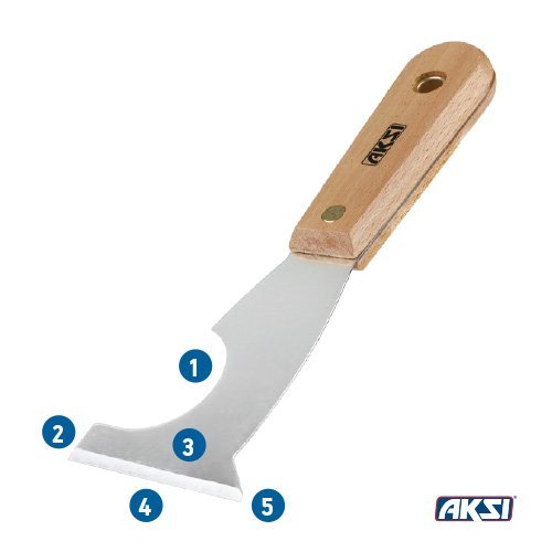 Espátula de 5 funciones, Mango madera, Aksi - FERRETERÍA WITZI