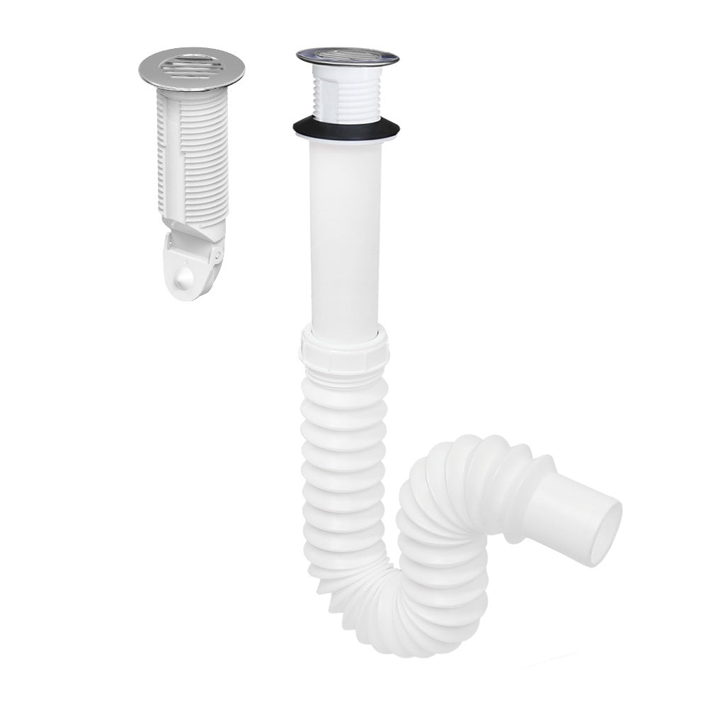 Céspol para lavabo u ovalín Antiolores, tipo "P", rejilla de acero inoxidable, extensión flexible de 55 cm FLEXIMATIC 2236 — modelo 2236