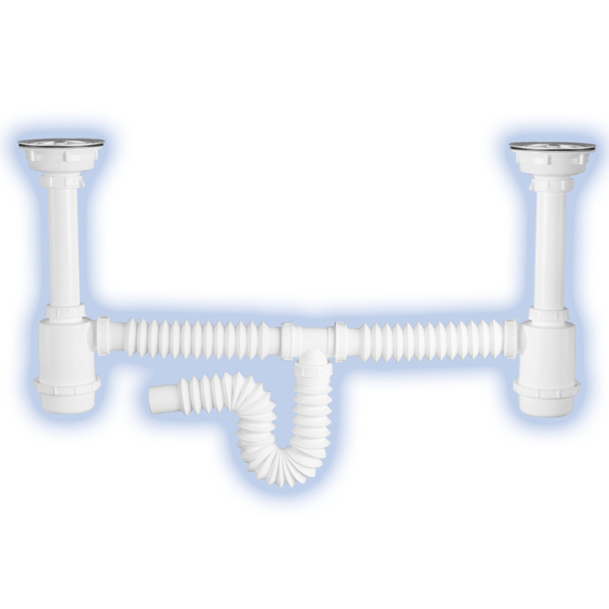 Desagüe doble bote, contracanastas combinadas, extensión de 55 cm FLEXIMATIC 2337 — modelo 2337