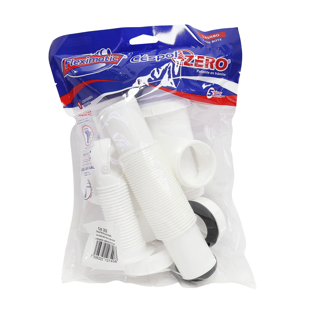 Céspol para lavabo u ovalín Antiolores, bote chico, extensión flexible de 55 cm FLEXIMATIC 2918 — modelo 2918 — detalle 3