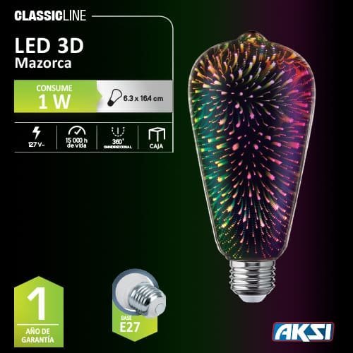 Foco 3D mazorca 3.5W Aksi - FERRETERÍA WITZI