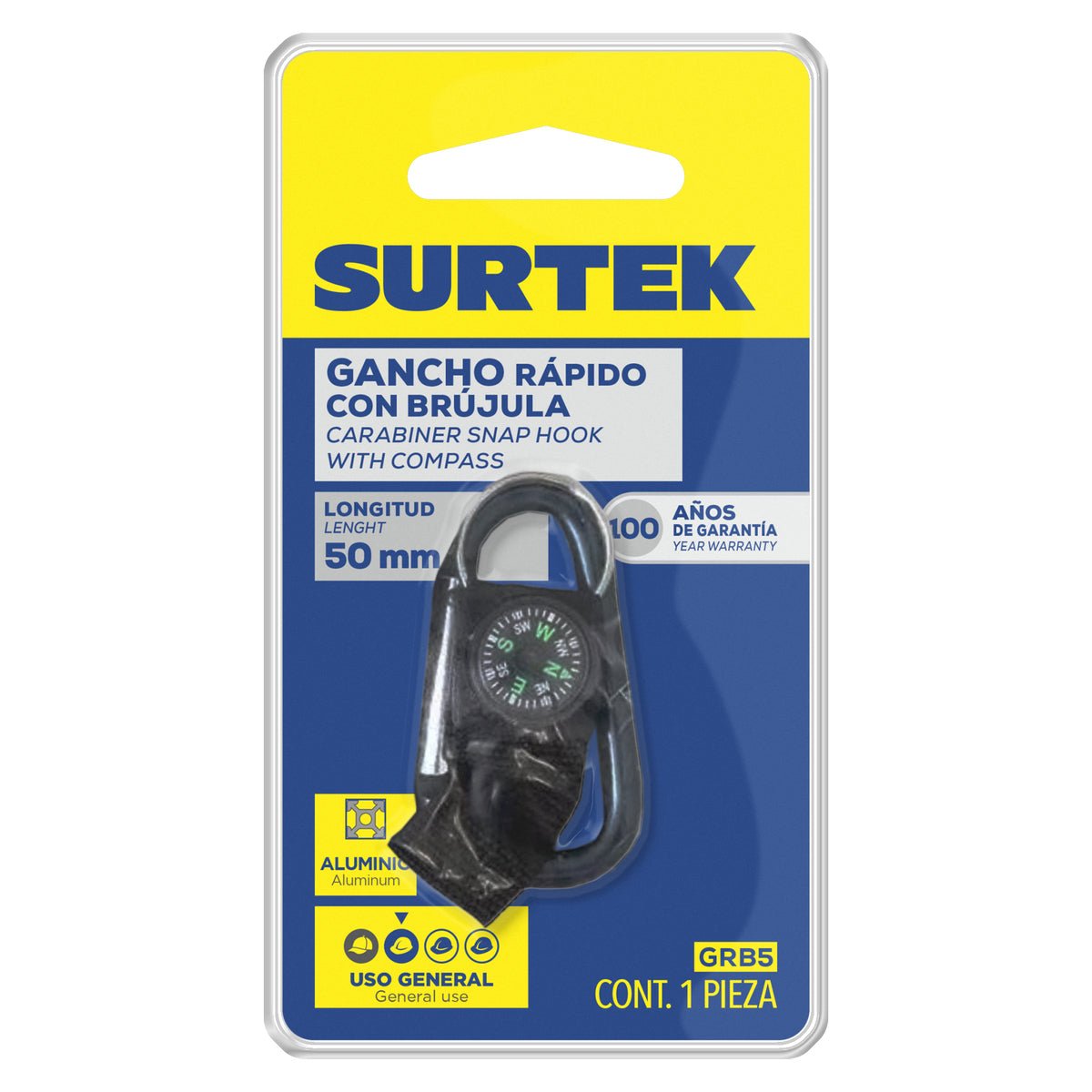 Gancho rápido con brújula 5 x 50 mm Surtek - FERRETERÍA WITZI