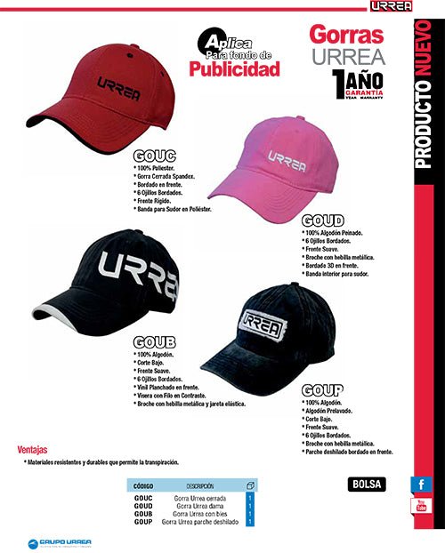 Gorra cerrada spandex Urrea color rojo Urrea - FERRETERÍA WITZI