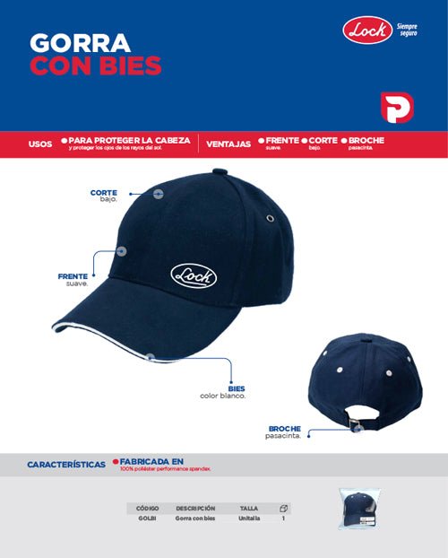 Gorra con bies color azul Lock - FERRETERÍA WITZI