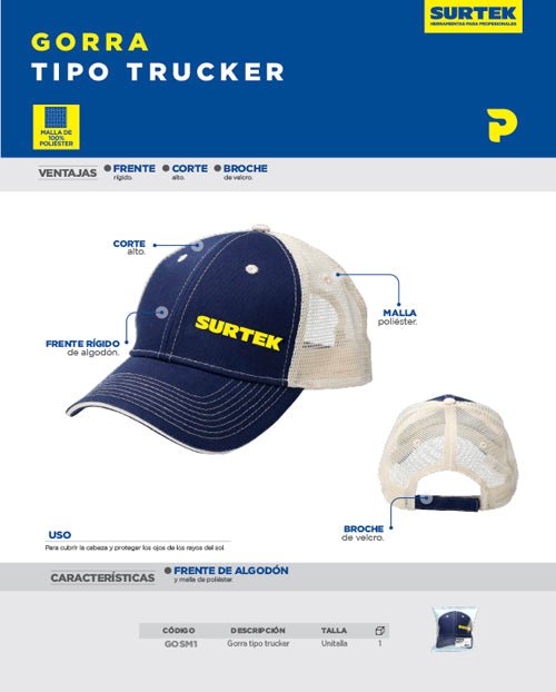 Gorra de malla tipo trucker Surtek - FERRETERÍA WITZI