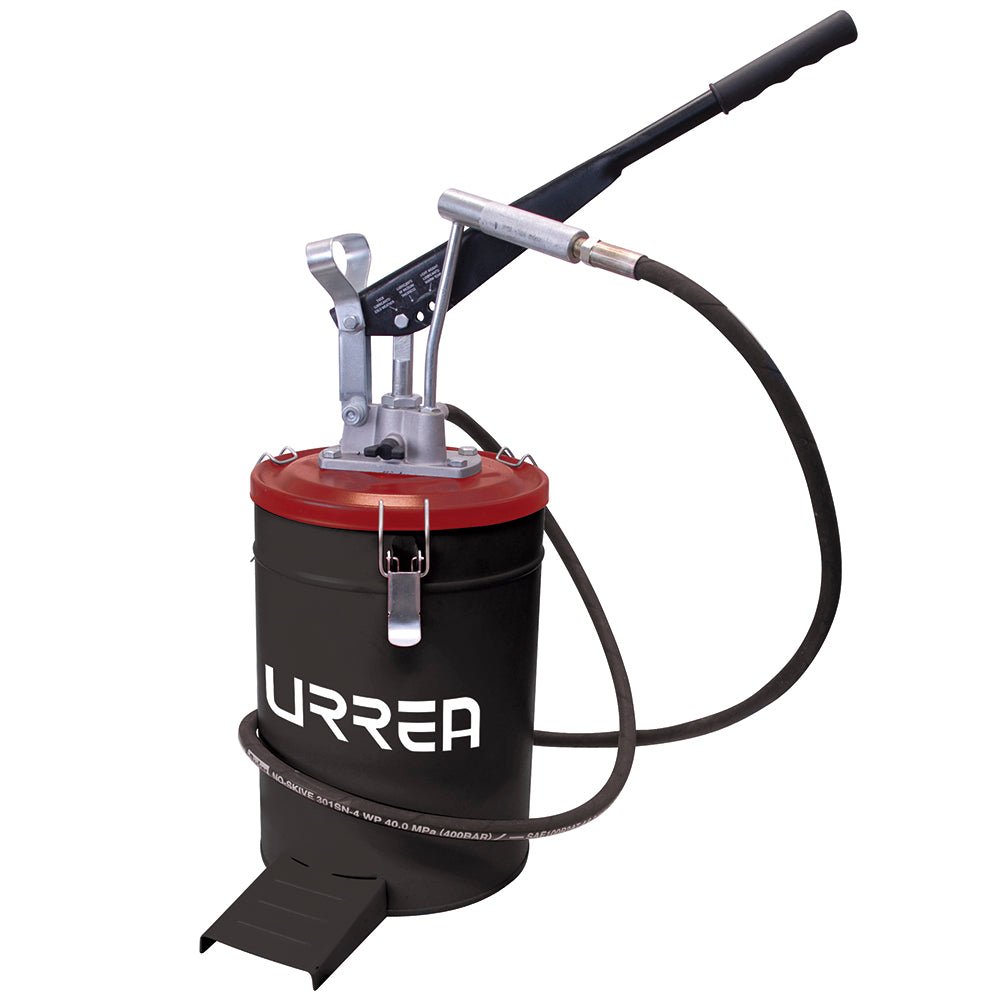 Inyector de grasa con cubeta de presión variable de 10 kg, 4,000 PSI Urrea - FERRETERÍA WITZI