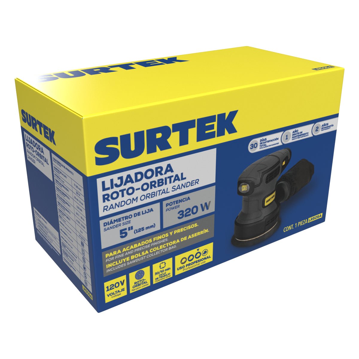 Lijadora roto orbital 5" 320 W 120 V, 13000 RPM Surtek - FERRETERÍA WITZI