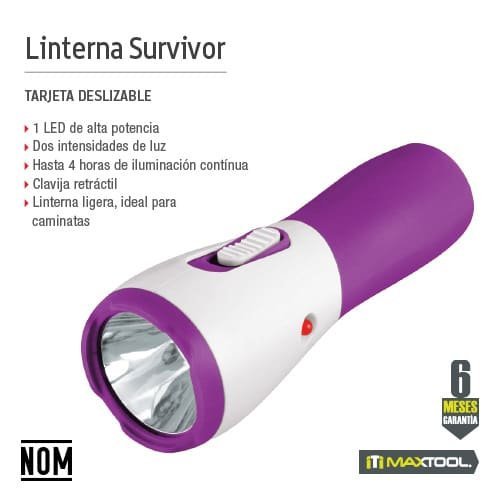Linterna bicolor azul y blanco: Led 2W (500 mAh) Maxtool - FERRETERÍA WITZI