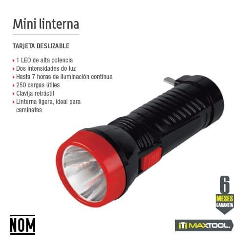 Linterna chica: led 0.5W (500 mAh) Maxtool - FERRETERÍA WITZI