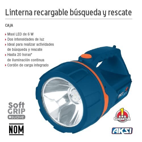 Linterna power led de 6W (3500 mAh) Aksi - FERRETERÍA WITZI