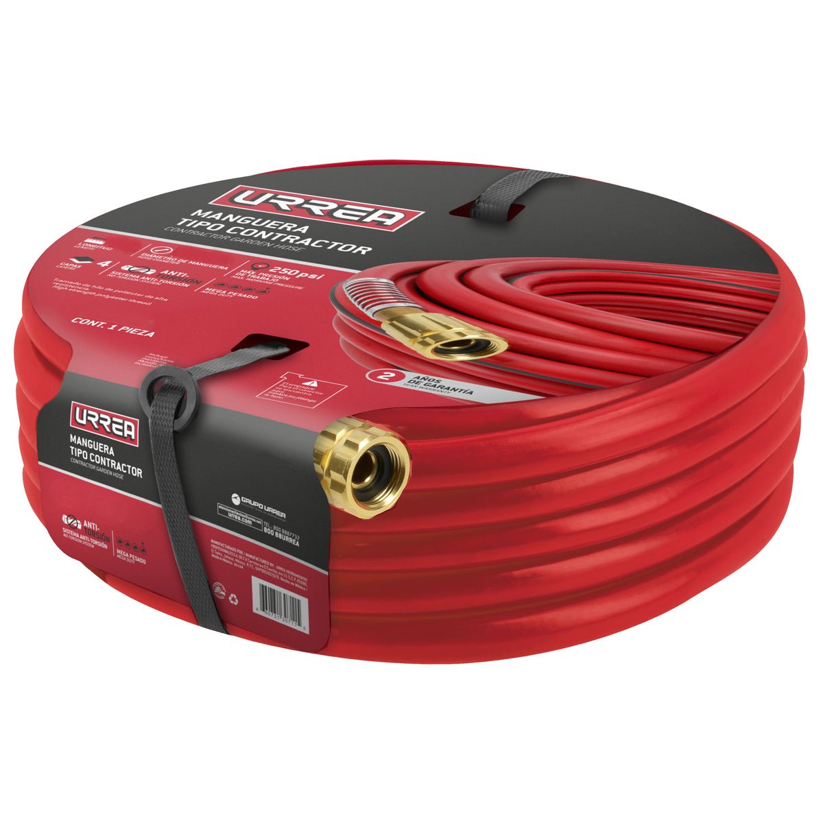 Manguera para jardín de 6 capas reforzada con conector metálico robusto 5/8" Urrea - FERRETERÍA WITZI