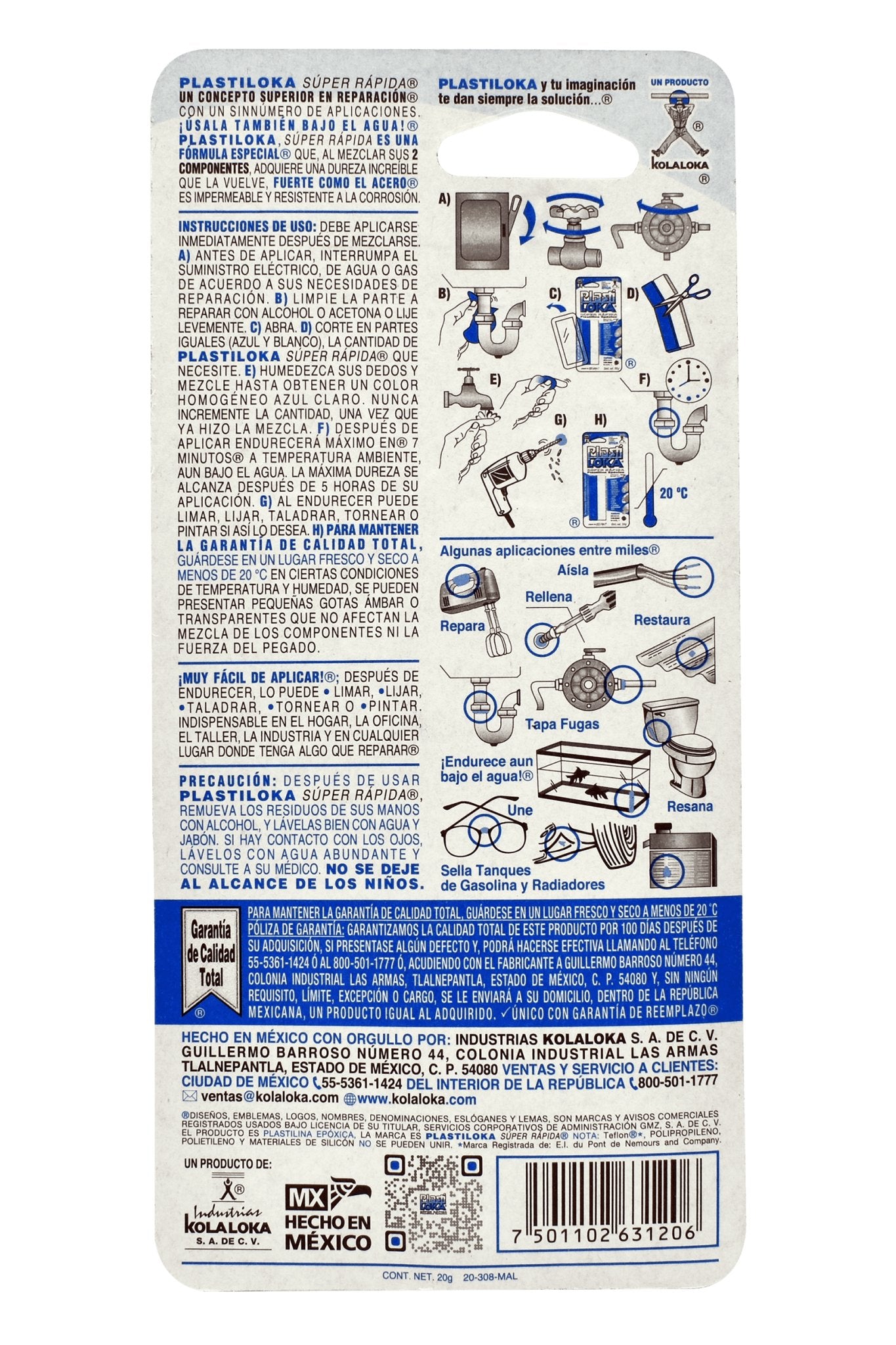 PlastiLoka® Súper Rápida 20g Plastilina Epóxica Super rapida. - FERRETERÍA WITZI